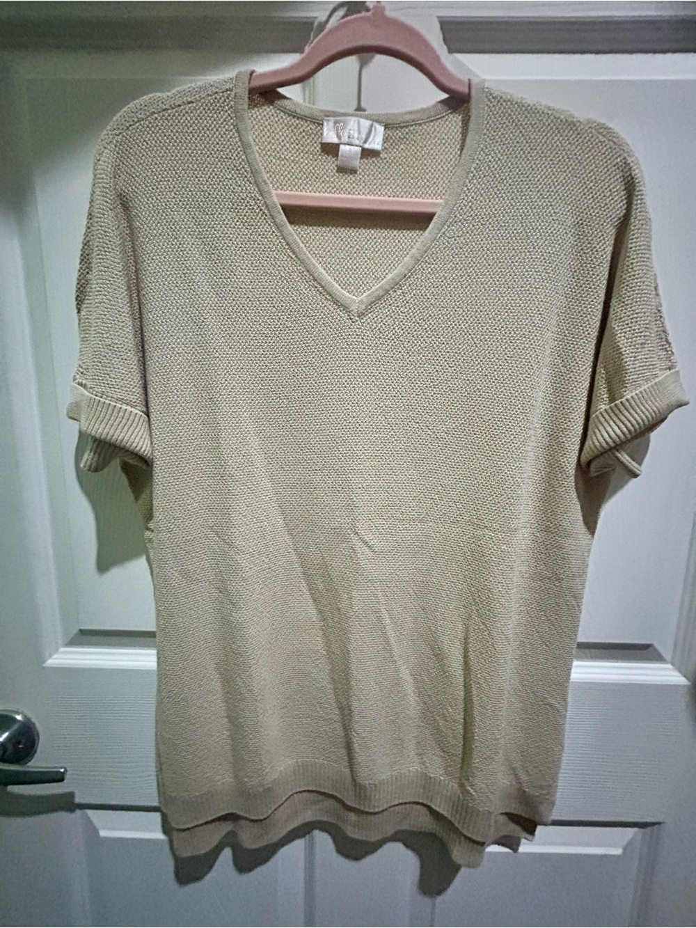 Belle by Kim Gravel Harbour Island short sleeve cuffed sweater in Sand Bar!